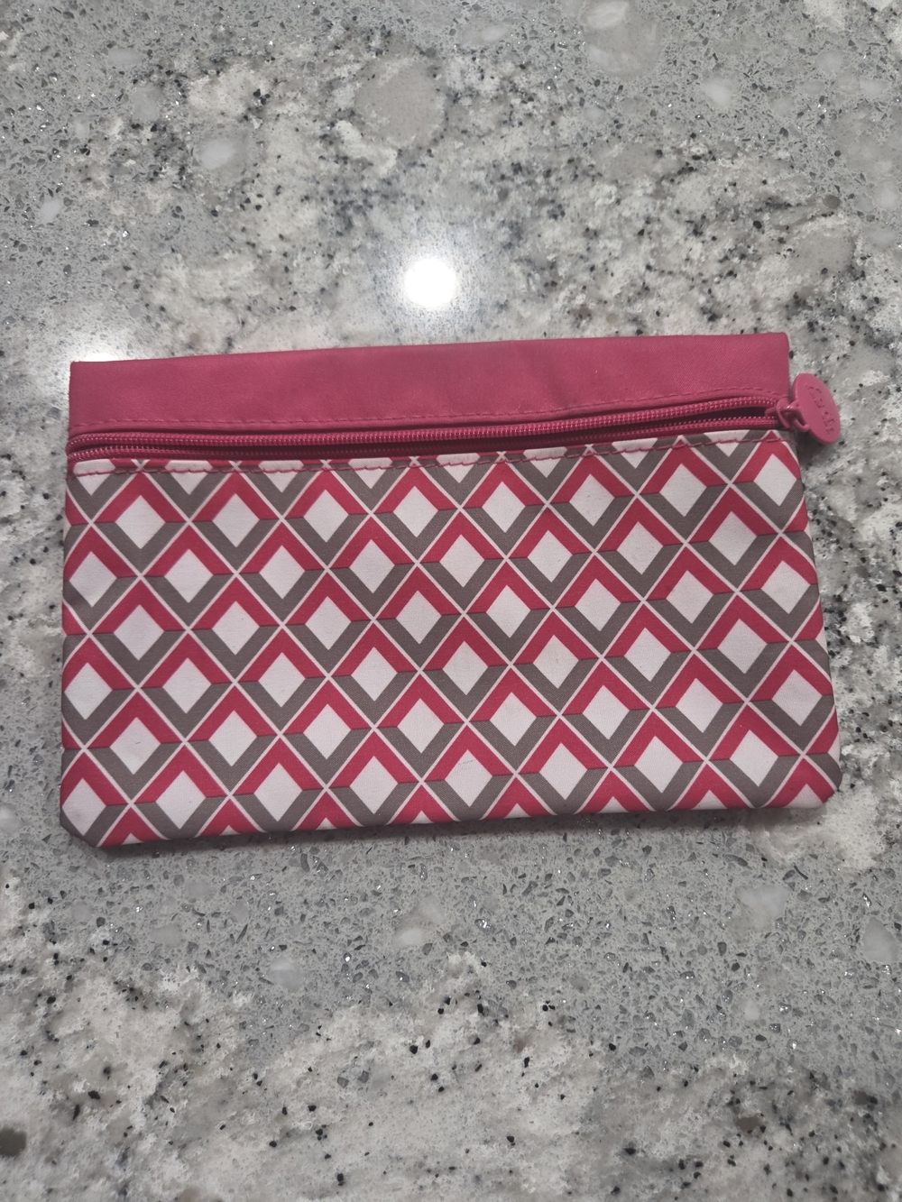 ipsy Pink and Gray Geometric Cosmetic Pouch